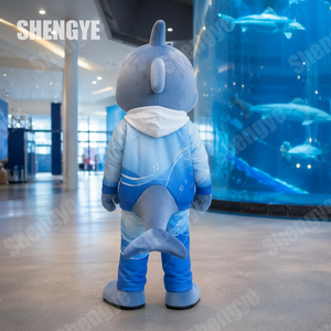 Costume de mascotte de <span class=keywords><strong>dauphin</strong></span> de 1,7/1,8/1,9 m de haut de la marque Shengye pour événements commerciaux, fêtes, carnavals et cosplay <span class=keywords><strong>adulte</strong></span> - Product Image 3