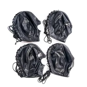 4 Styles Bondage Gear Slave Toy Women Black Strict Leather Premium Locking Slave Hood