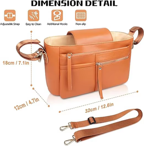 Elegante <span class=keywords><strong>Bolsa</strong></span> de Almacenamiento <span class=keywords><strong>para</strong></span> Cochecito de Bebé de PU con Portavasos <span class=keywords><strong>y</strong></span> Bolsillo <span class=keywords><strong>para</strong></span> Teléfono, Compartimentos Grandes <span class=keywords><strong>para</strong></span> Artículos Esenciales del Bebé - Product Image 4