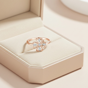 Bague Classique Trèfle à Quatre Feuilles Porte-Bonheur de Haute Qualité en Gros, Bijoux en Or Rose Massif 18K, Collier et Bague pour Femme avec Diamant Naturel Véritable - Product Image 5