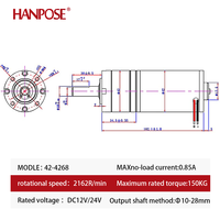 Motor pengurang gigi planet DC 42mm 42-4268, pipa baja 0,85a, Motor kecil kecepatan rendah dapat diatur torsi tinggi