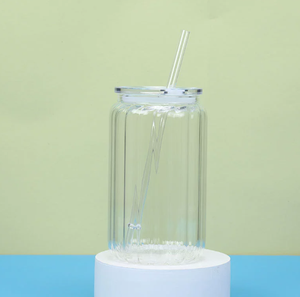 Sipzone 16oz <strong>Pumpkin</strong> Stripes Glass <strong>Can</strong> with PP Plastic Lid and Straw for Sublimation &amp; UV DTF Stickers Dishwasher Safe - Product Image 6