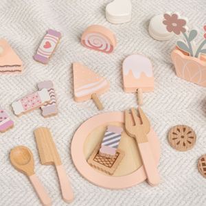 Excellent ensemble de jeu en bois rose pour filles, idéal pour les fêtes de thé et les anniversaires, avec support à desserts - Product Image 4
