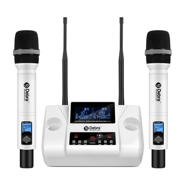 Debra WM2W High Quality Dual Channel Wireless Microphone System Dual Handheld with XLR Connector Dynamic Vocal Microphone