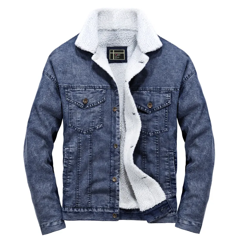 New arrival Fashion Men Denim Coat 2021 Winter Fashion Wool Lining Thick Denim Jacket Slim Warm Denim Jacket