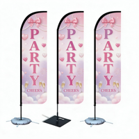 Drapeau de plage en polyester coupe-vent avec plumes, personnalisé avec support pour anniversaire, fête, publicité
