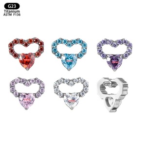 Boucles d'oreilles en forme de cœur avec zircon F136, bijoux de corps en alliage de titane, piercing, cadeau, 6,3 mm, 6,7 mm - Product Image 5