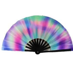 Abanicos Plegables de Tela con Varillas de Bambú Negro con Acabado UV, Abanico de Mano Grande de 33 cm con Logotipo Personalizado Impreso - Product Image 2