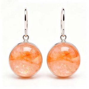 925 Sterling <b>Silver</b> Sun Stone Dangle <b>Earrings</b> <b>Silver</b> Plated Bezel Set Round Drop for <b>Wedding</b> Party Trendy - Product Image 1