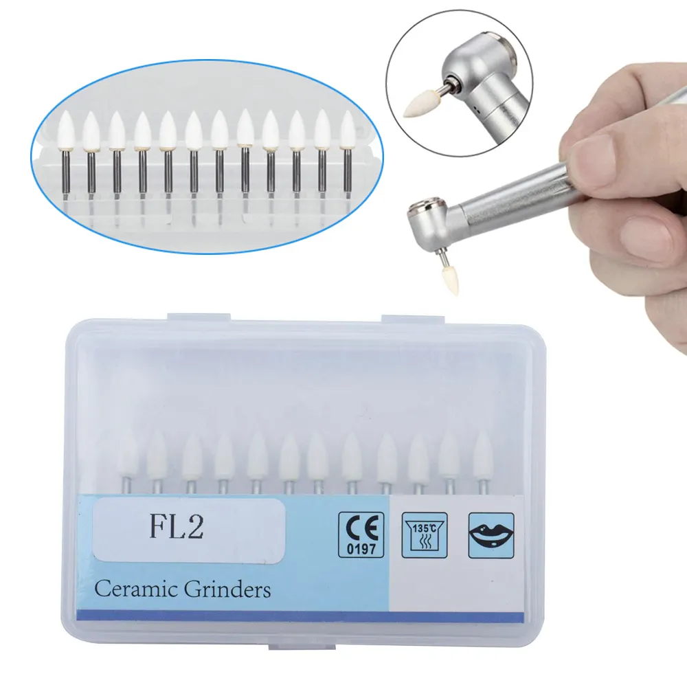 Pulidora de piedra blanca FG FL2 para dentista, herramienta Dental de alta velocidad de 1,6mm, 12 unids/caja