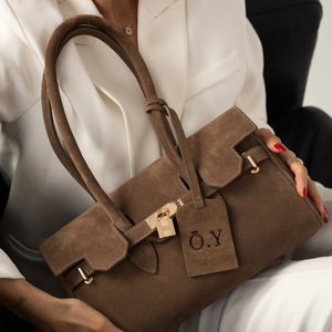 Borsa a Tracolla da Donna in Pelle Scamosciata con Tasca Frontale, Personalizzabile con Lettere, Antifurto, per Uso Esterno - Product Image 4