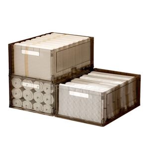 Thickened <b>Foldable</b> Plastic Storage <b>Box</b> Light Luxury Multi Purpose Organizer for Home Clothes Toys Desktop Kitchen Use - Product Image 1