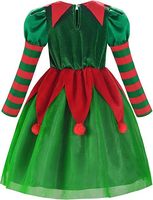Costume d'elfe de haute qualité pour enfants vert Santa Little Helper enfants costume de robe d'elfe de Noël pour les filles