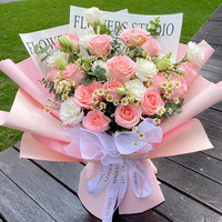 Papier d'emballage vierge coréen écologique personnalisé double face en PVC et papier sulfurisé imperméable, rouleau 58x58cm pour bouquets de fleurs et cadeaux