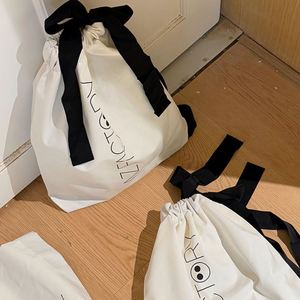 High Quality Custom Printed Logo Large Cotton Dust <b>Pouch</b> With Black Ribbon Cotton <b>Drawstring</b> <b>Pouch</b> - Product Image 4