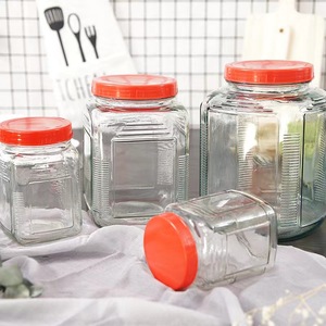 2500ML 1800ML 1000ML 700ML Pot de stockage de croustilles carrées en verre avec couvercle en plastique dans <span class=keywords><strong>la</strong></span> <span class=keywords><strong>cuisine</strong></span> - Product Image 3