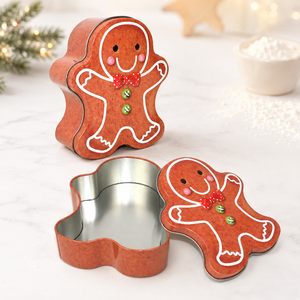 Ready Stock Gingerbread Man Shaped Tin <b>Box</b> Christmas Food Grade <b>Metal</b> Tin Can For Cookie Candy Chocolate Holiday Gift Packaging - Product Image 1