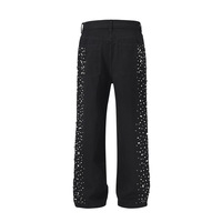 Nouveau gros garçon ami perle personnalisé jean Streetwear noir empilé jean Sport strass Patch hommes pantalons jean