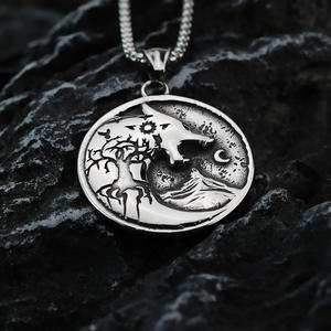 Viking Tree Of Life <b>Wolf</b> Totem Titanium Steel Pendant Necklace Unisex Gift <b>Jewelry</b> - Product Image 1