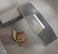 Bureau d'ordinateur en forme de L moderne en panneaux de bois, de haute technologie, pour PDG, dirigeant, cadre supérieur