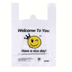 Bolsas de Embalaje de Plástico Biodegradables y Reciclables para Supermercados, con Diseño de Cara Sonriente, Estilo Camiseta, para Venta al por Mayor - Product Image 4