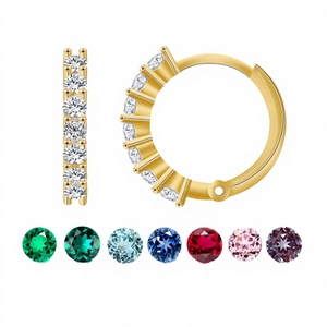 Pendientes de Aro Starsgem de Oro de 14K con Diamantes Cultivados en Laboratorio, 1.8mm, Color D, Corte Redondo, Oro Amarillo, Baño de Rodio, Modernos - Product Image 4
