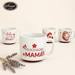Set di Tazze in Ceramica SWT Personalizzate Stile Nordico 14oz con Base Larga e Motivi Floreali per la Festa della Mamma, Dipinte a Mano - Product Image 3