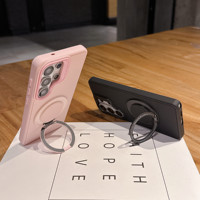 Coque de téléphone magnétique en silicone liquide givré avec support anneau pour Samsung S26 Ultra S25 S24 Plus, pare-chocs anti-chute avec support