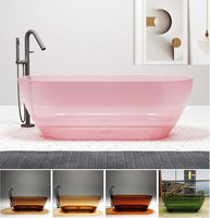 Baignoire en résine acrylique de haute qualité, transparente, artistique, autoportante, personnalisable en plusieurs couleurs, pour salle de bain d'hôtel