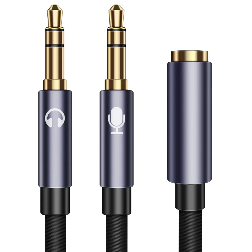 Computer 3.5mm Female to 2 Male Headphone Mic Audio Y Splitter Cable