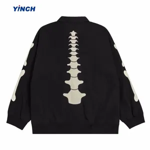 Chaqueta Oversize Y2K con Estampado de Esqueleto para Hombre LAYENNE, Chaqueta Casual de Un Solo Pecho para Parejas, Ropa Urbana - Product Image 3