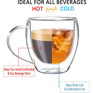 Taza de Café de Vidrio Borosilicato de Doble Pared al por Mayor - Reutilizable, Capacidad de 150ml-450ml - Product Image 3