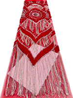 Tissu en dentelle française de luxe NI.AI brodé de perles avec sequins, tissu nigérian brodé de perles et de sequins pour les fêtes
