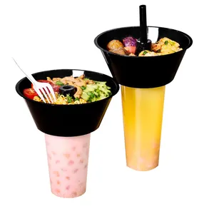 Пластиковые стаканы для смузи с крышками для оптовой продажи, одноразовая пластиковая чашка с крышкой