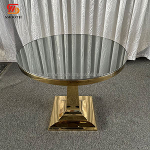 Mesa de Lujo con Marco de Metal Dorado y Cristal de Espejo para Decoración de Bodas, Cumpleaños y Fiestas - Product Image 6