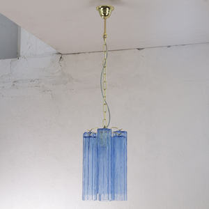 Lustre LED moderne en verre bleu artistique, luminaire suspendu vintage en cristal de designer pour salle à manger et cuisine - Product Image 3