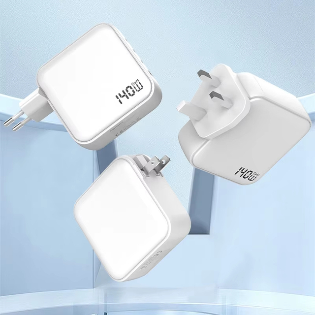 CE Certified 140 GaN Charger 3 USB PD 3.0 Fast Ports 65W Universal Desktop Laptop Mobile Phone Charger Featuring OTP OVP OCP 3.0