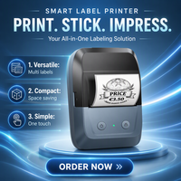 A42 Printer Label Portabel Nirkabel 50mm 203dpi Thermal Tanpa Tinta untuk Alamat dan Label Harga Barcode