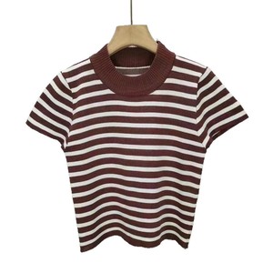 Top Corto a Maglia con Collo Alto, Abbigliamento Femminile, Maglietta a Maniche Corte Bestseller - Product Image 1
