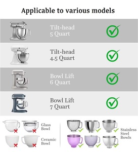 Forro de Silicone de Grau Alimentício para Batedeira KitchenAid - Acessórios para Batedeira de 5 Quartos, Espátula Dobrável Antiaderente - Product Image 6