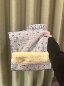 Otoño Invierno nueva llegada lindo leopardo estampado recto pijama pantalones para mujer Cordero polar forrado Casual casa pantalones cintura elástica - Product Image 4