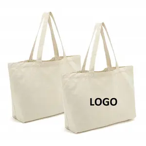 Factory Wholesale Blank Plain Custom Print Logo Shopping Bag Heavy Duty Recycled Cotton Canvas Tote Bag