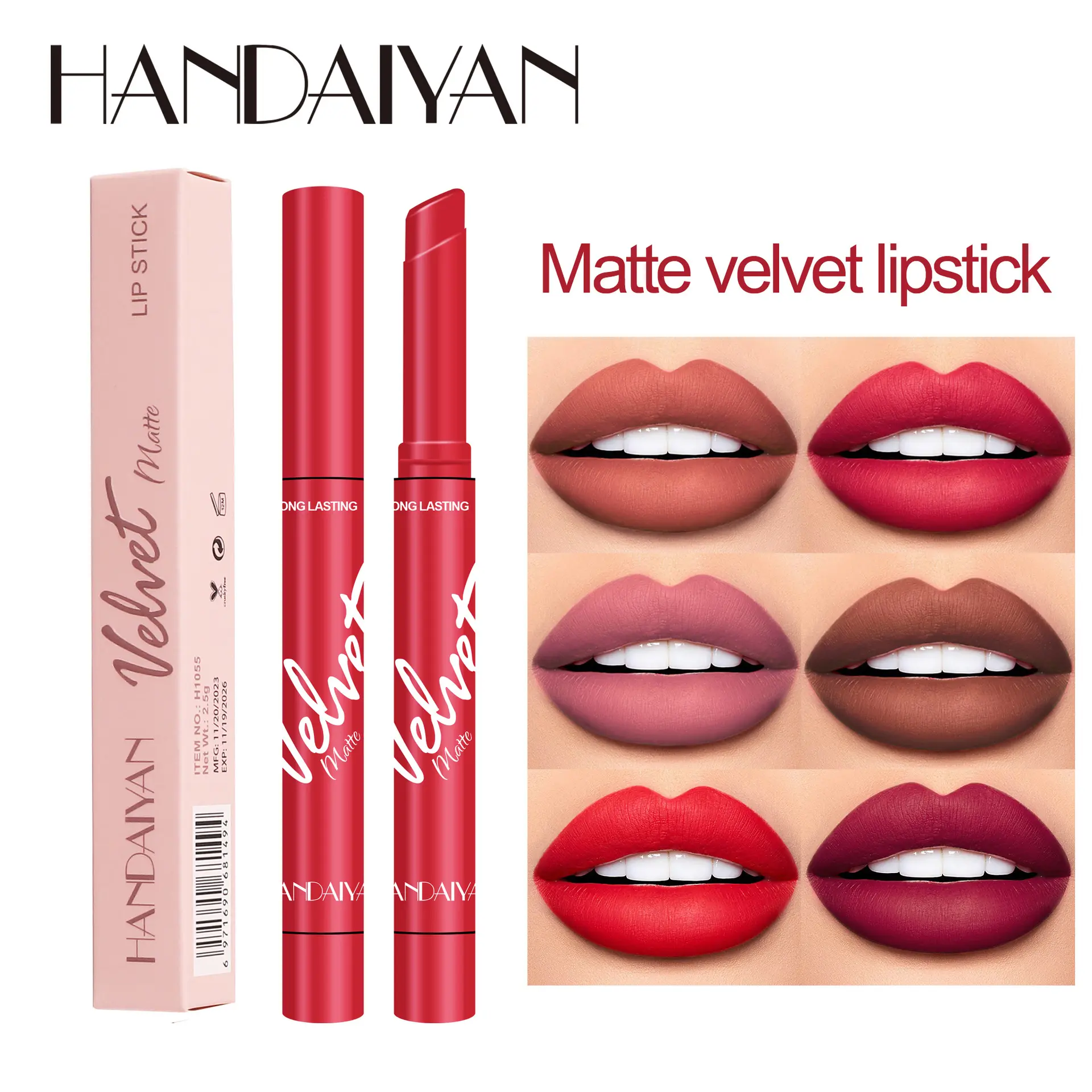 Private label 8 color matte velvet mist top lipstick long lasting waterproof customization pintalabios matte