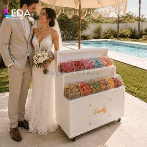 LEDA Custom White Detachable Candy <b>Cart</b> Portable <b>Foldable</b> Candy <b>Cart</b> Wheels Wedding Booth for Wedding Party Birthday Events - Product Image 1