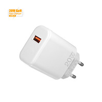 Gan 20W Plug Fast Speed EU Pin Charger Noir Blanc USB Wall Charger pour iPhone 16 Tablet Smart Watch Mobile Phone Electric Type
