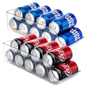 House PET Transparent Soda Can Plastic Bottle Beverage Beer Fridge Organizer Bins