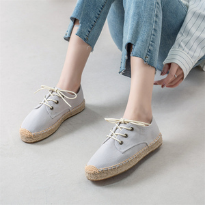 Espadrilles décontractées en toile à lacets pour femmes, semelle en jute antidérapante, baskets avec semelle intermédiaire en chanvre, tendance mode, chaussures pour femmes - Product Image 6