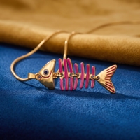 Collier Y2K Punk avec pendentif émail en forme d'arête de poisson, en acier inoxydable étanche plaqué or 18 carats, chaîne serpent, style gothique streetwear, vente en gros