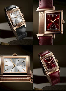 Reloj Reverso Clásico con Esfera Roja, Caja Dorada, Correa de Cuero, Diseño Retro de Lujo, Personalizado, de Doble Cara - Product Image 2