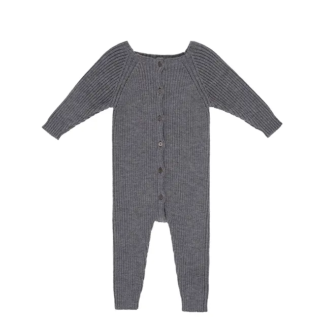 Solarwolle Support-Muster hochwertige graue Merinowolle gestrickter Baby-Clamping-Jumpsuit